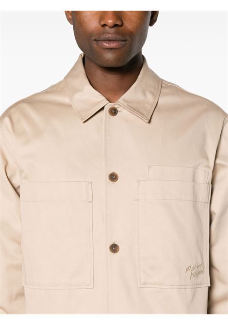 Beige logo-detail overshirt - men MAISON KITSUNÉ | MM00401WW0078P218